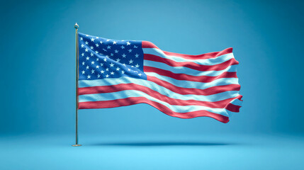 Fototapeta premium A weathered American flag with tattered edges and faded colors, symbolizing history, resilience, and patriotism