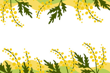 Spring backround with flowers mimoses.Vector illustration on a white background