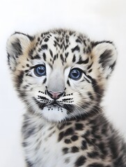 Obraz premium snow_leopard_cub_on_white_background