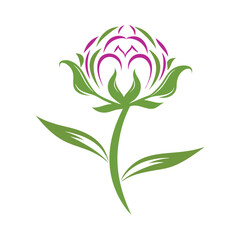 a peony with intricate yet simple floral detailing.