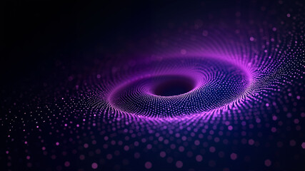 Bright spiral of glowing dots in purple tones. Abstract background for presentations. AI Generative