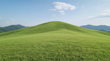 Rolling green hills under a clear blue sky.  Ideal for travel brochures