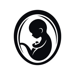 Silhouette of a fetus inside the womb