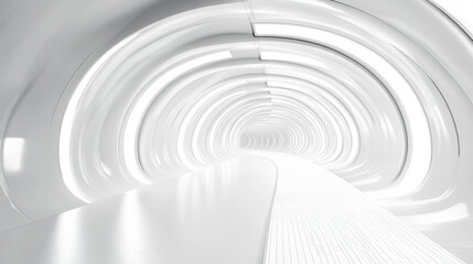 Obraz premium a white fuuristic tunnel 3d render illustration. 3D Illustration