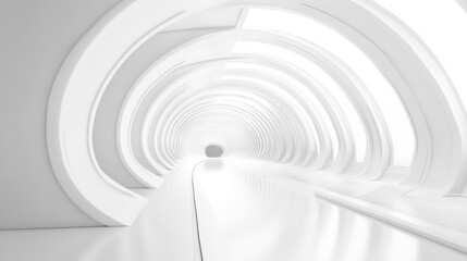 Fototapeta premium a white fuuristic tunnel 3d render illustration. 3D Illustration