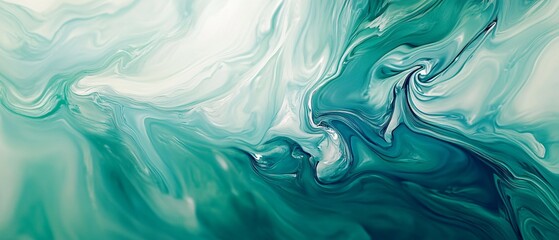 Obraz premium Abstract Teal and White Swirling Paint Design