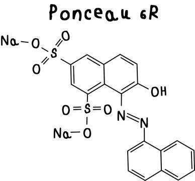 chemical structure of Ponceau 6R ,food addtive coloring illustration on transparency background