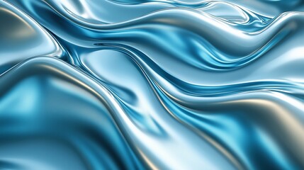 Abstract blue metallic waves with gold reflections. Fluid texture background with copy space. Innovative and luxury concept.