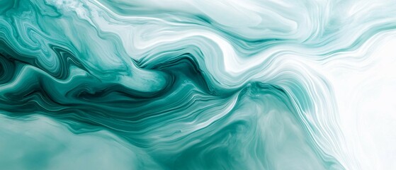 Fototapeta premium Abstract Teal and White Swirling Marble Design