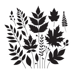Assorted Leaves Silhouette Illustration for Autumn Theme