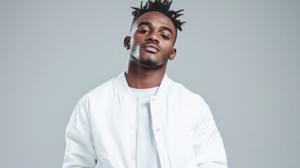 Young Man Wearing White Jacket Casual Portrait