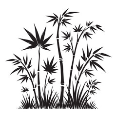 Obraz premium Bamboo Forest Silhouette Vector Illustration Art