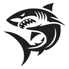 Aggressive Shark Silhouette Vector Illustration Design