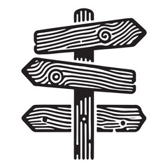 Rustic Wooden Signpost Silhouette Vector Illustration