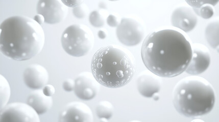 Group of white balls floating in the air 3d render illustration. 3D Illustration