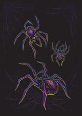 Vector Color Abstract Spiders Illustration