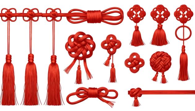 Set of Chinese art traditional knot tying png