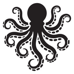 Curvy Octopus Silhouette Vector Illustration