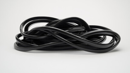Cluster of black wires arranged in a white backgroun 3d render illustration. 3D Illustration