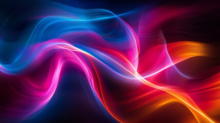 Dynamic light trails swirling in the darkness captured through long exposure 3d render illustration. 3D Illustration