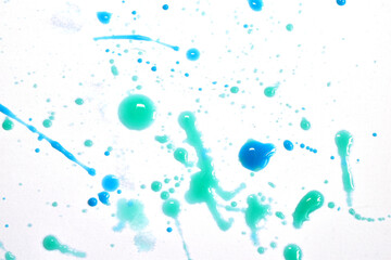 A textured design created by randomly splashing different shades of watercolor paint on a white background.