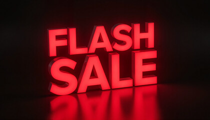 Bold flash sale discount sign glowing against dark background, urgency