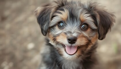 Adorable Tricolor Puppy Dog Looking Upwards