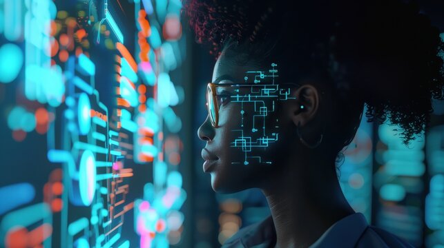 Person Navigating A Digital Landscape - Powered by Adobe