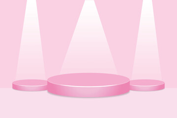 Pink Podium with Spotlights