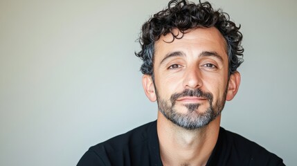 Fototapeta premium Portrait of a Man with Curly Hair and a Beard
