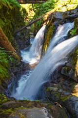 Fototapeta premium Sol Duc Falls Soleduck waterfall view in summer 2024 Olympic National Park, Washington, United States