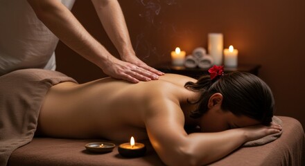 An experienced masseur massages a client's back, his hands sliding over oiled skin