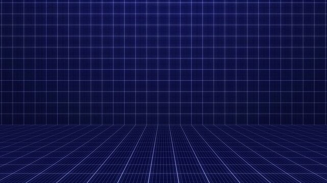 8&times;8グリッドの空間 横スクロールループ背景 青背景白線