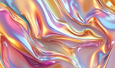 Fototapeta premium Iridescent liquid swirls background; abstract design