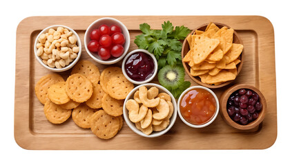 Naklejka premium snack on wood plate png