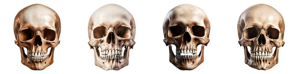 Obraz premium Skull isolated on transparent background, PNG, Set of