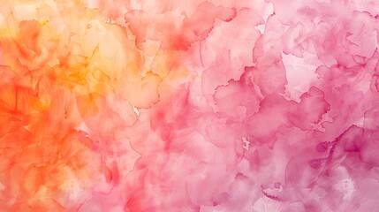 Fototapeta premium Soft watercolor texture in shades of pink orange and yellow artistic abstract fluid background design