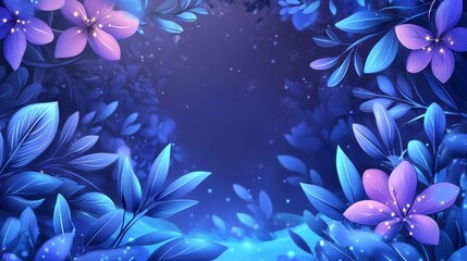 Frozen leaves and flowers cartoon drawing style composition background