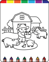 Charming Farm Animals Printable Coloring Pages, Farm Life Coloring Pages for Creative Kids, Friendly Farmyard Animals Fun Coloring Sheets, Simple and Cute Farm Animals Coloring Pages