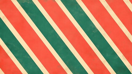 Diagonal Stripes Red Green Beige Vintage Pattern
