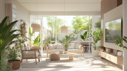 The sustainable living concept with a minimalist home.