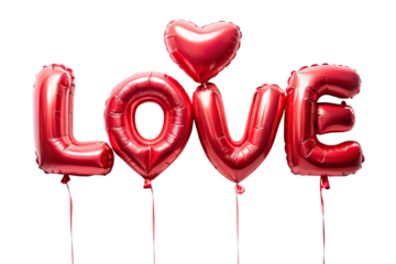 Vibrant Love Balloons Isolated on White for Perfect Romantic Designs PNG image.