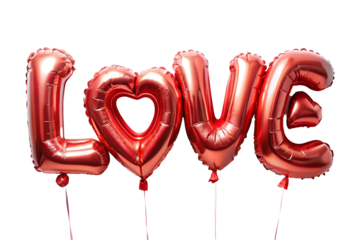 Vibrant Love Balloons Isolated on White for Perfect Romantic Designs PNG image.