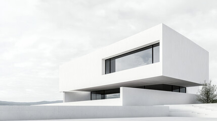 a stunning display of white ceramic futuristic building arranged in a minimalist style 3d render illustration. 3D Illustration