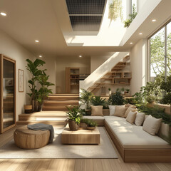 The sustainable living concept with a minimalist home.
