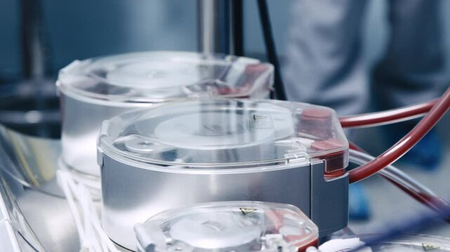 Blood circulation machine in the operating room used during heart surgery. Concept: innovative medical technologies ensuring life support and successful heart surgeries.
