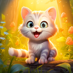 View of funny animal smiling cat background