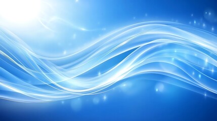 Abstract Blue Waves with Sparkling Lights Background