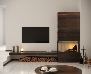 Modern Elegance: Minimalist Fireplace Visualization with Duetto Marble