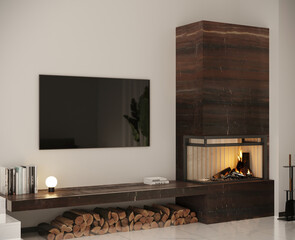 Modern Elegance: Minimalist Fireplace Visualization with Duetto Marble